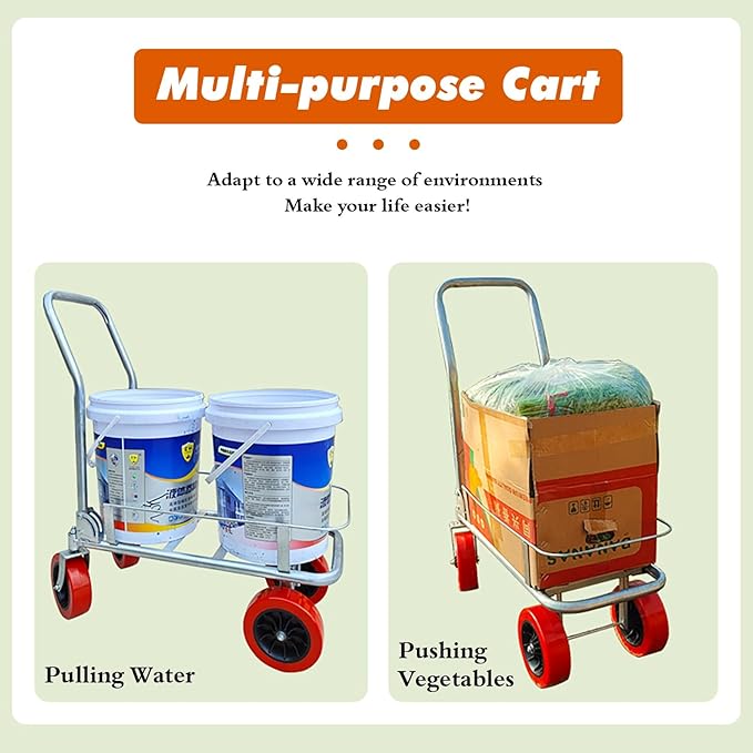 Flexible Warehouse Farming Campsites Flatbed TransportationTruck Dollys with Silent Wheels, Foldable Farm Utility Carts Trolleys 440lbs, Easy to Store