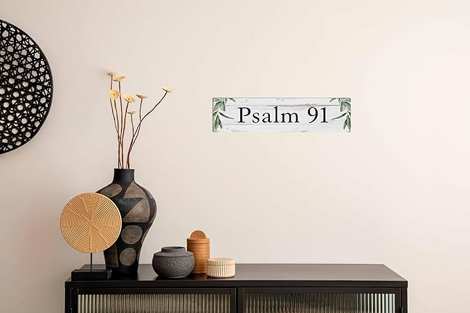 Psalm 91 Metal Sign 4x16in Scripture Plaque for Christian Home Church Wall Decor