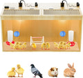 Brooder Box for Chicks, 32 Inch Large Wooden Chicken Brooder Box with 75W Heat Lamps, Thermometer, Chicken Feeder & Waterer Set, Tin Foil, Ideal for 12-15 Newborn Chicks Ducks Quails, Large