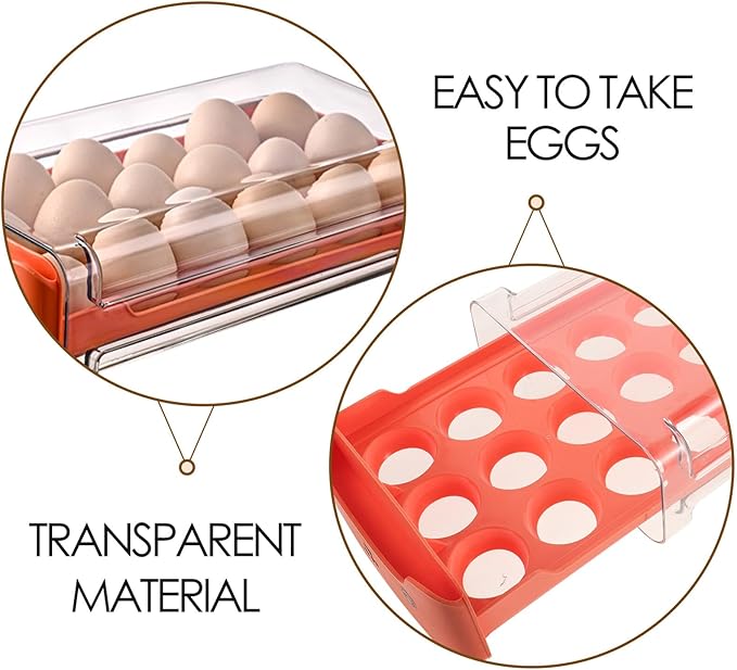 Stackable Plastic Egg Storage Box Single Layer Egg Organizer Drawer for Refrigerator Fridge Space-saving Food Storage Case