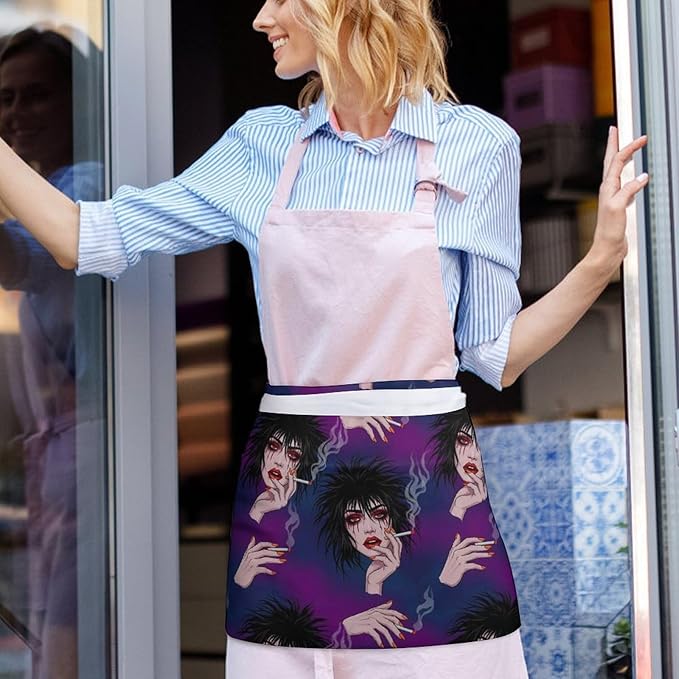 Server Apron with 3 Pockets Waist Waiter Waitress Half Apron Short Aprons