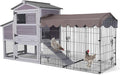 Aivituvin Mobile Chicken Coop Expandable Hen House with Two-Section Nesting Box,Predator-Resistant Locks, UV-Resistant Roof, 81.9" L x 28.9" W x 43.6" H, Grey