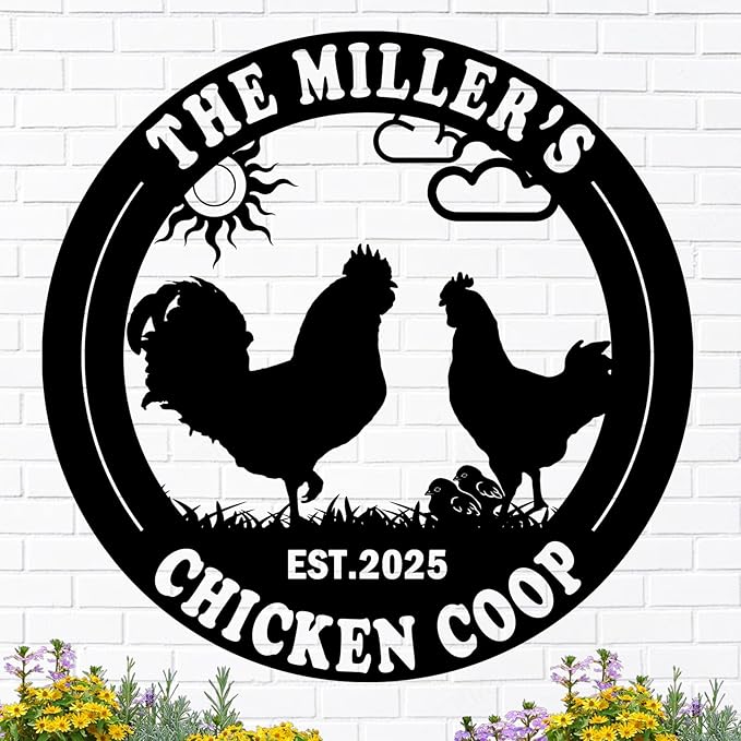 Custom Chicken Coop Metal Sign, Personalized Farmhouse Wall Decor, Vintage Fluffy Butt Hut Decor, Custom Name Sign for Farm, Gifts for Chicken Lovers