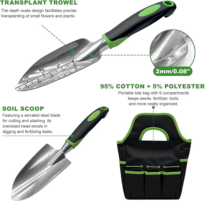 8-piece women's gardening tool set, non-slip heavy-duty hand gardening tools. Suitable for transplanting, digging, pruning, and fertilizing. Perfect for outdoor and indoor potted plants.