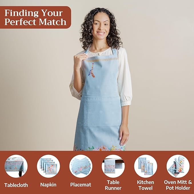 Maison d' Hermine 100% Cotton Apron for women with Pocket Kitchen Chef Apron for Men Cooking Easter Decorations