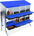 Chicken Nesting Box, 8 Compartments Metal Roll Away Nest Box for Chicken Coop, Heavy-Duty Eggs Laying Boxes with Removable Lid for Easy Egg Collection, Easy Cleaning, Blue