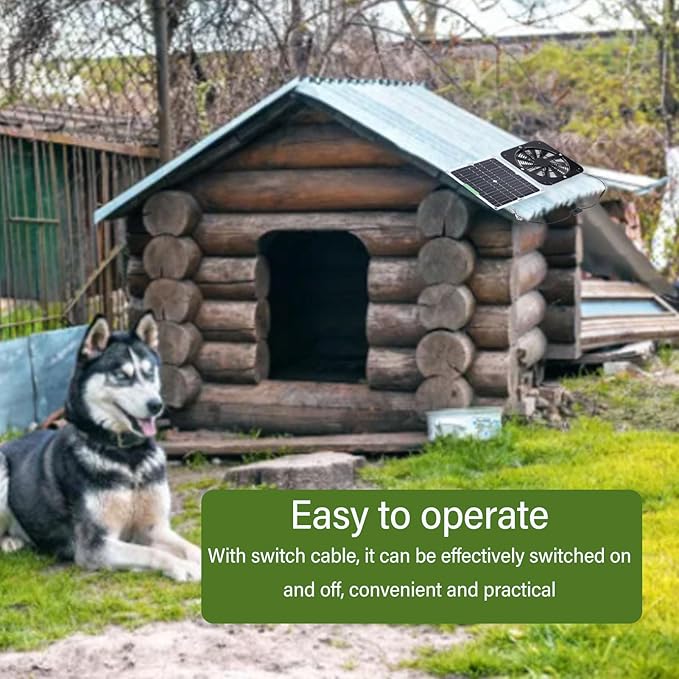 Dpofirs 13.5in Solar Powered Fan, Solar Exhaust Fan Kit, Cooling Ventilation for Greenhouse, Chicken Coop, Shed, Dog House, Without Power Storage, Solar Panel, Exhaust Fan