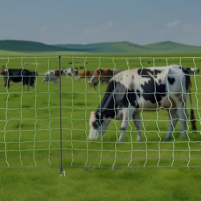 Electric Fence Netting, 49.56" x 164' L Chicken Fence Portable Livestock Nets Mesh Larger Animals Electric Fencing Electric Fence Kit for Goats, Sheep, Lambs, Hogs