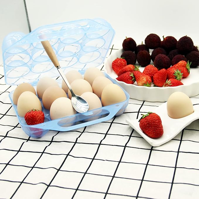 JAMOR 12 Grid Egg Storage Box Portable Box Basket, Shockproof Eggs Storage Necessary For Camping And Picnic, Portable Thickened Egg Box For Travel And Outdoor (White)