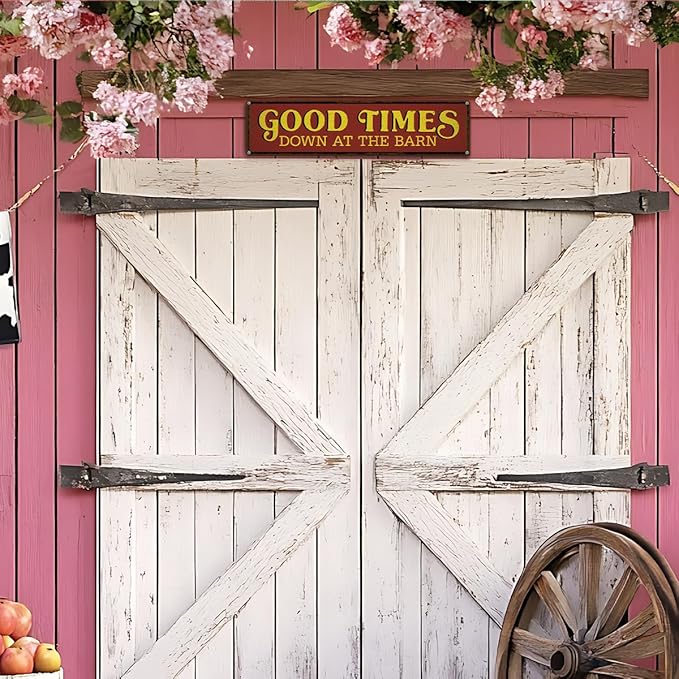 Good Times Down At the Barn Sign, Rusty Metal Tin Signs 15.8x4 inches, Wall Decor Art, Garage Decor, Metal Aluminum Sign for Farm Barns Yard Decoration, Barn Owner Gift, Farmer Gift