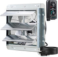 iLIVING 12" Wall Mounted Shutter Exhaust Fan, Automatic Shutter, with Thermostat and Variable Speed controller, 0.6A, 960 CFM, 1400 SQF Coverage Area Silver (ILG8SF12V-ST)