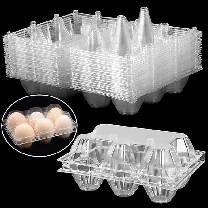 HOIGON 120 Pack Egg Cartons 6 Count, Stackable Half Dozen Egg Carton Bulk for Kitchen, Refrigerator, Market, Farm Storing, Groceries