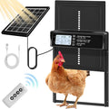 Automatic Chicken Coop Door Solar Powered, LCD Display Automatic Chicken Door with Timer & Light Sensor Mix 4Modes, Aluminum Waterproof Coop Door Charge with Solar Panel & USB,Remote Control