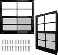 Yuzzy Shed Windows 2 Pack, Chicken Coop Windows 30" x 30" with Tempered Glass and Fiberglass Screen, Flush Mounted Small Window for Shed, Barns, Playhouse, Household, Garage (Black)