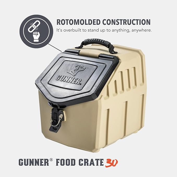 GUNNER 30 lbs Dog Food Storage Container - Waterproof & Airtight Pet Food Bin - Multi-Purpose Container for Dry Food, Corn, Chicken Feed, Treats, Bird Seed, & More - Tan