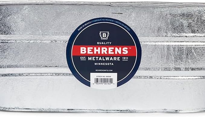 Behrens 16 Gallon Round Galvanized Weatherproof Steel Tub with Wire Handle and Offset Bottom for Indoor Home and Outdoor Garden Use, Silver