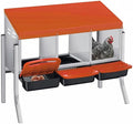 Chicken Nesting Boxes with Rollout Egg Collection – 3-Compartment Metal Hen Nest Box with Removable Trays, Slanted Roof & Ventilation, Wall Mount or Standing for Backyard Poultry Coop, Orange