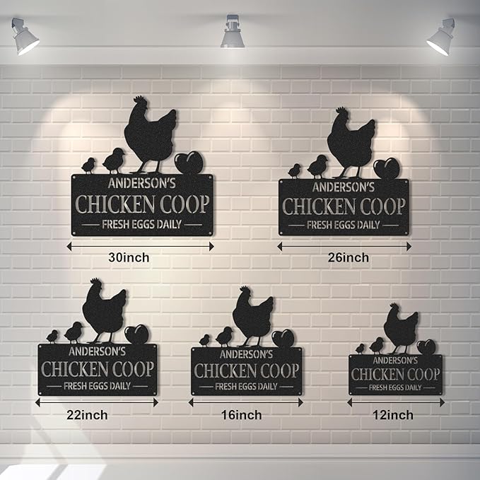 Personalized Chicken Coop Signs, Outdoor Chicken Coop Decor, Vintage Farmhouse Wall Decor, Custom Metal Name Sign for Farm Yard Garden Home, Gifts for Chicken Lovers Color02