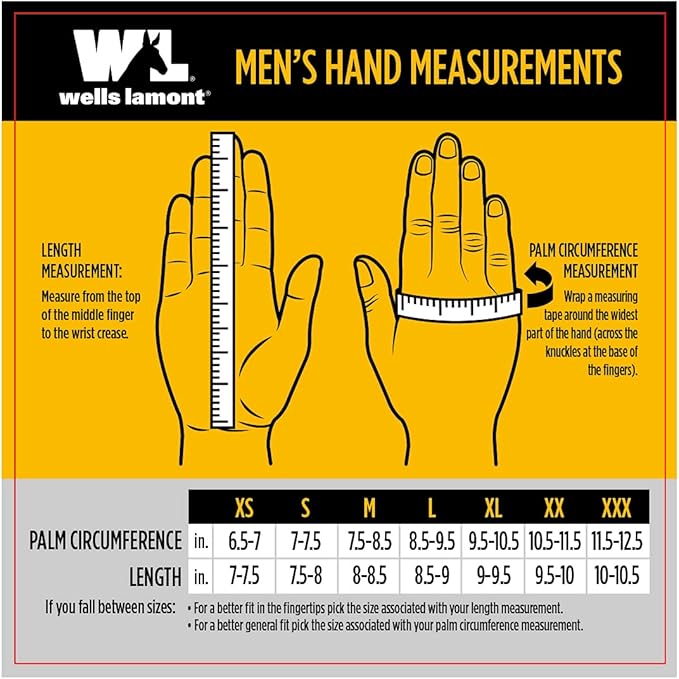 Wells Lamont Men’s Full Leather Goatskin Work Gloves, Reinforced Palm Patch with Elastic Wrist, Soft Grain Leather for Durability, Comfort, and Dexterity
