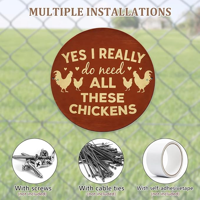 Yes I Really Do Need All Those Chickens Round Metal Signs Chickens Coop Funny Metal Sign Chicken Lovers Novelty Birthday Gift for Coop, Hen House Home Decor