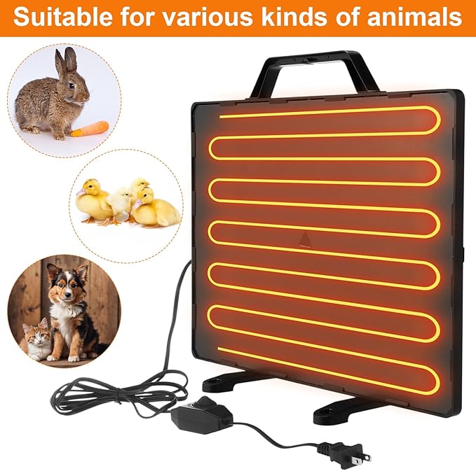 VIHOSE Chicken Coop Heater Chick Starter Kit Include 160w Adjustable Radiant Heat Panel 0.8 Gal Chicken Waterer and 2.9 Lbs Feeder and Chick Perch Flip Top Poultry Feeder