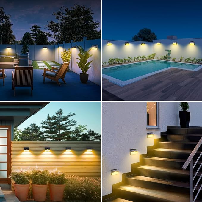 Solar Motion Sensor Outdoor Lights [138 LED/10 Packs] Solar Security Light Outdoor with 3 Lighting Modes Solar Powered Lights Waterproof for Outside Wall Garden Fence Backyard Deck（Warm White