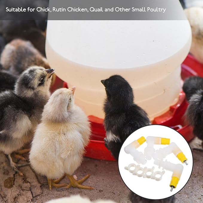 VANZACK 4pcs Poultry Cage Accessories Automatic Chicken Waterer Nipples for Quails Birds Hydration System Easy Installation for Poultry Farmers