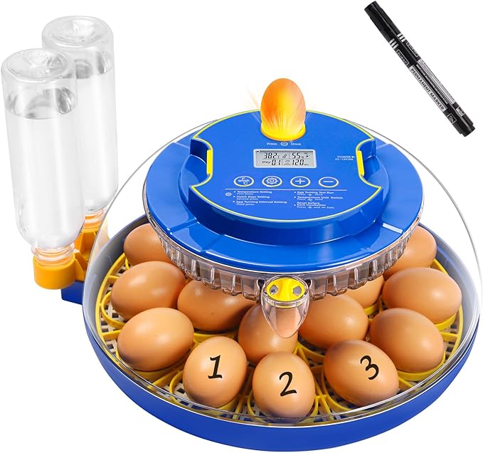 18 Egg Incubators for Hatching Eggs，360°Airflow Circulation System Incubator with Automatic Egg Turner and Humidity Control，Incubator for Chicken Eggs for Hatching Chicken Duck Goose Quail Turkey