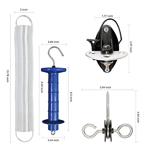 5 Pack Electric Fence Gate Kit, with Spring Gate Handle, 2 Anchor Insulators and 19.69-Feet Tension Big Spring，for Electric Fence Gate Livestock Fence Agricultural Fencing and Pasture