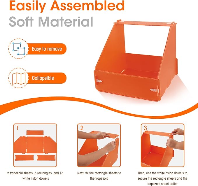 Touri 3 Pack Durable Chicken Nesting Boxes for Laying Eggs for Hens Ducks and Poultry, Orange