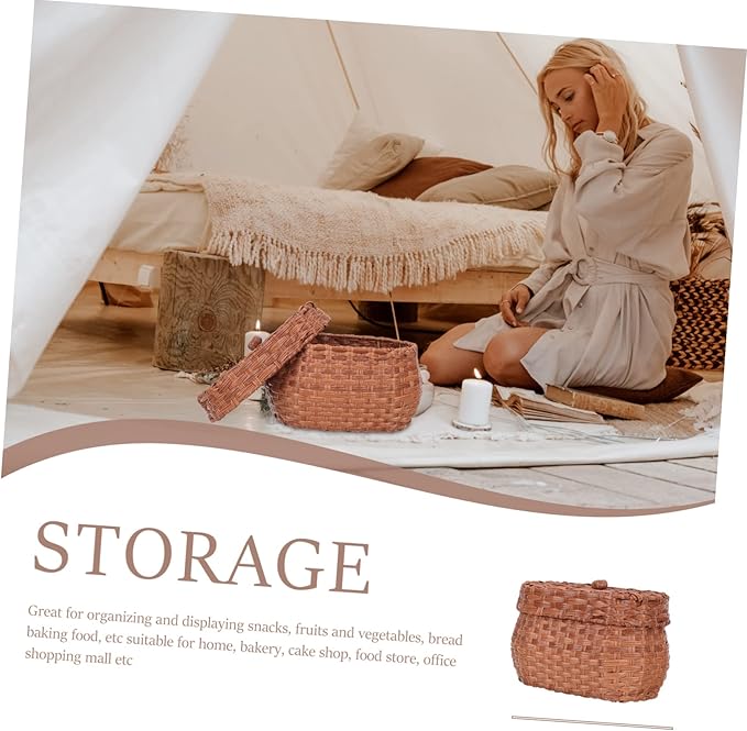 Cabilock Farmhouse Egg Basket Vintage Handwoven Decorative Egg Holder Natural Rattan Material Countertop Storage for Chicken Retro Kitchen Decor