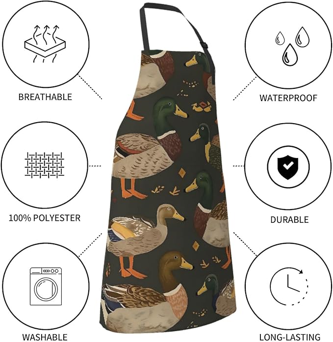 Serene Swan In Stream Adjustable Waterproof Apron Work Cooking Apron With Pockets For Men Women