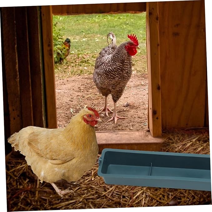 FRCOLOR 2pcs Hanging Poultry Feeder with Anti-Spill Design, Thickened Plastic Rectangular Feed Trough for Chickens, Ducks, Pigeons – 3-Compartment Bird Cage Feeding Accessory