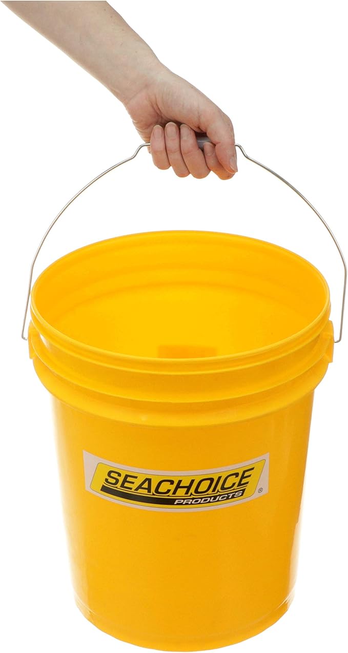 Seachoice 5-Gallon Plastic Bucket w/Metal Handle, Yellow