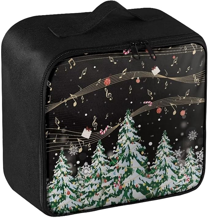 Rnyleeg Christmas First Aid Kit Travel Survival Medical Kit Portable Medicine Organizer Bag Compact Lightweight First Aid Bag Holiday Tree Musical Note Pattern