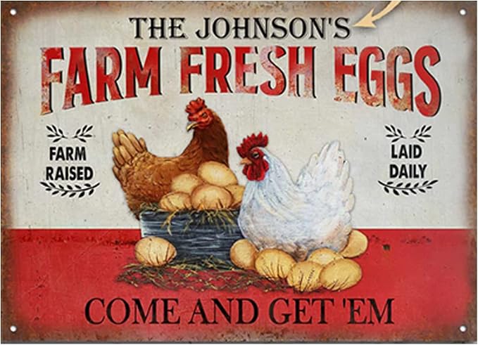 Personalized Fluffy Butt Hut Chicken Coop Sign, Custom Farmhouse Metal Sign with Spoiled Hens Wall Art, Funny Backyard Chicken Decor for Coop, Barn, Farm, Rustic Vintage Style DS9