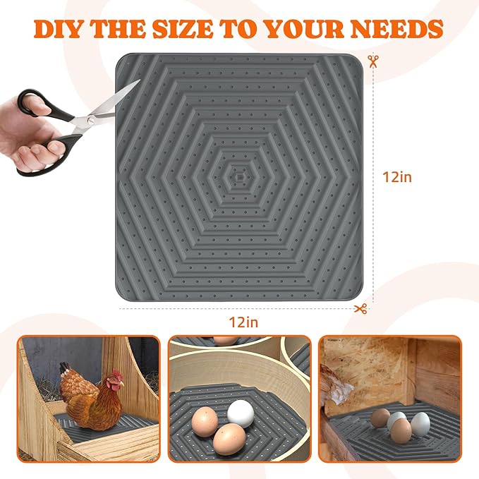 Pawtners Chicken Nesting Box Liners: Washable Nesting Pads for Laying Eggs, 12x12, 10 Pack