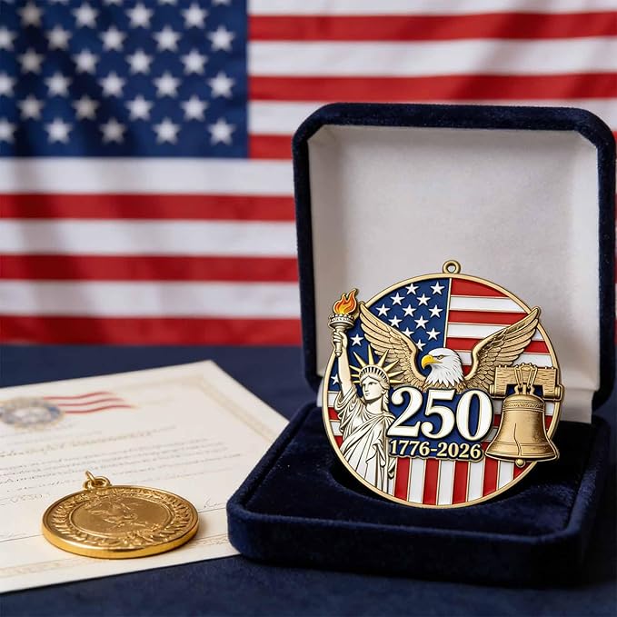 250 Years of America Semiquincentennial Ornament, 2D Acrylic 1776-2026 Patriotic Anniversary Decor, US Independence Day Commemorative Gift/July 4/Veterans Day, Exchange Keepsake