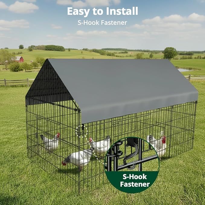 Chicken Run Cover Replacement, Waterproof Chicken Cage Tarp, Weatherproof Cover for Outdoor Duck Pen