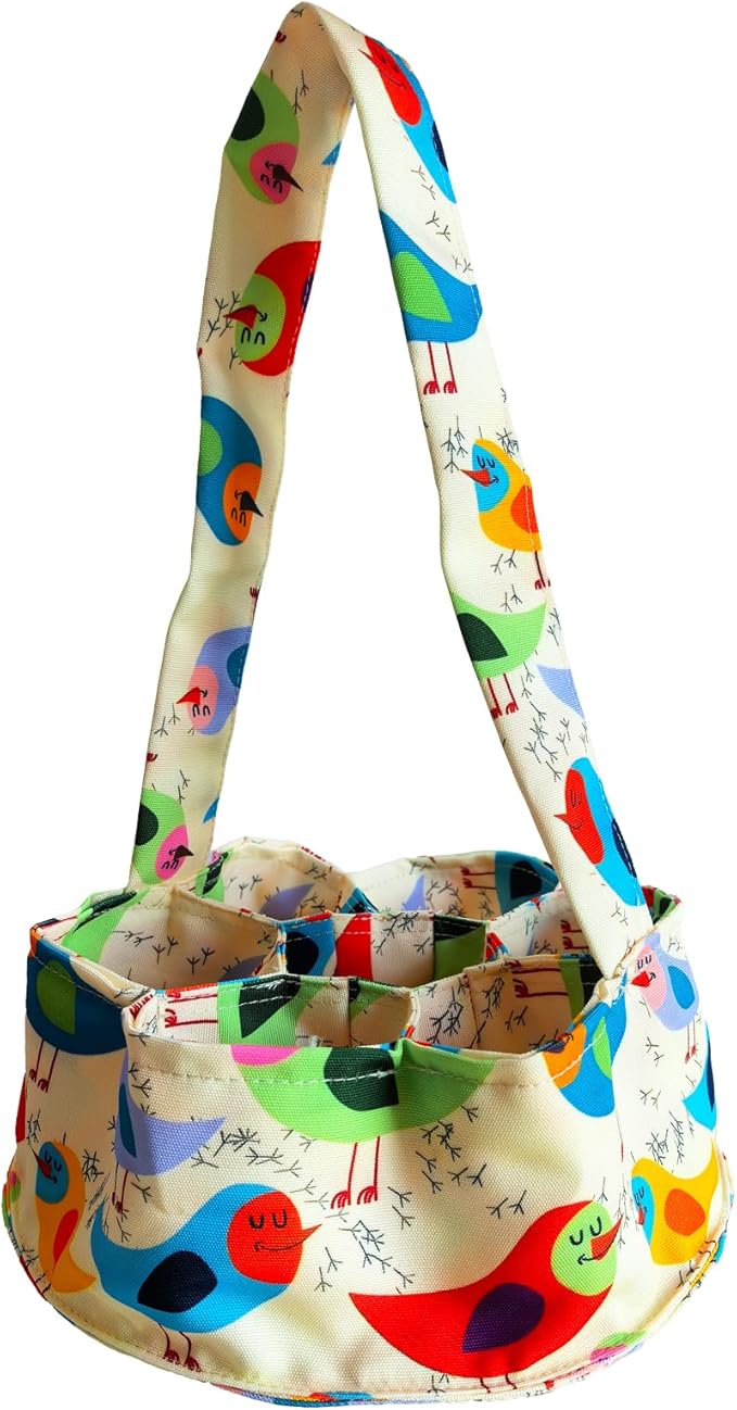 UKJENT Egg Collecting Basket, 7 Pouches Canvas Chicken Egg Gathering Basket, Machine Washable, Hold Different Size Eggs Collection Carrier Bag, Duck Goose Quail Fresh Eggs Collector, Farm & Home Use