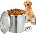 Stainless Steel Dog Food Storage Containers with Scoop, Fits up to 12Lbs, Large Pet Food Storage Container with Airtight Lid and Locking Clamp Metal Pet Food Bin for Dogs and Cats, Keep Fresh