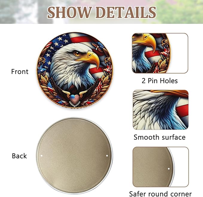 United States 250th Anniversary Round Metal Signs, Patriotic Eagle Home Decor Wall Signs, 1776-2026 America 250th Decorative Wall Signs, Gift for US Citizens