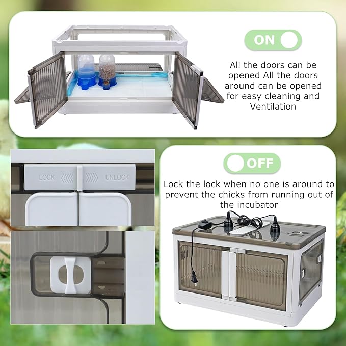 Chicken Brooder Box for Chicks Brooder Heater Chicks Warmer Brooder Plate Kit Chicken Brooder Box Tent Pen with Thermometer for 15 Ducks Bedding Indoor Quail Brooder (20”x14.17”x11.81” White)
