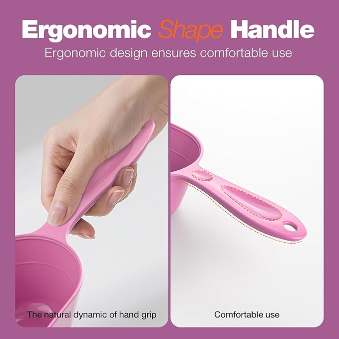 Pet Food Scoop 2 Pack, Dog Cup Capacity Cat Food Scooper With Measuring Lines For Dog, Puppy and Cat Coffee Bean, Flour Scoop Purple