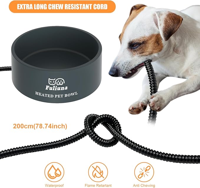 Large Heated Water Bowl, Outdoor Heated Dog Bowl with Chew Resistant Power Cord, Thermal Bowl Provide Drinkable Water in Winter, Heated Pet Bowl for Cat Rabbit Chicken Duck Squirrel 0.85 Gal
