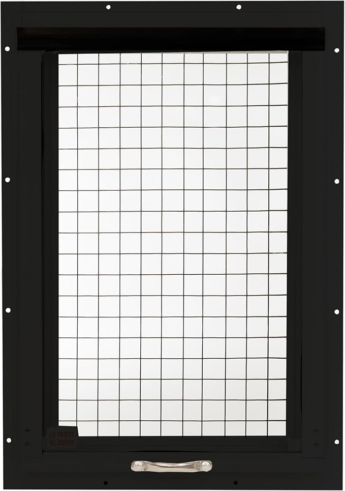 Chicken Coop Window 14" W x 21" H, Flush Mount Tilt Out Black for Chicken Coops, Sheds, and Playhouses 1 PK (WCC1421BLK-BX1)