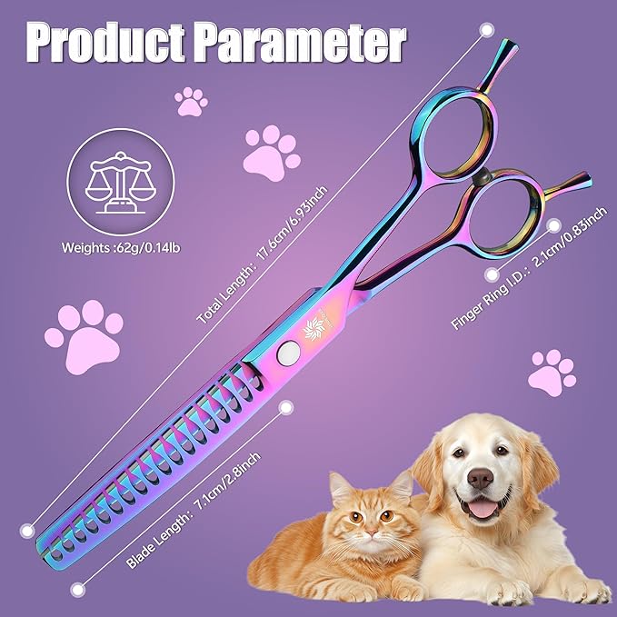 6.5" Professional Chunker Shear Twin Tail Downward Curved Pet Grooming Thinning/Blending Scissors Dog&cat Grooming Chunkers Shear (6.5 inches)