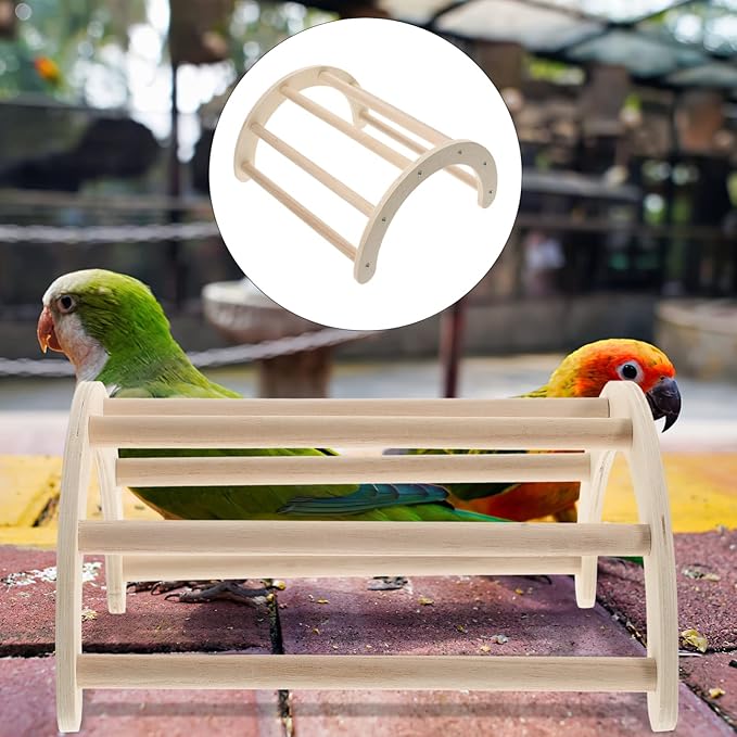 Chicken Perch Chick Stand Toys Roosting Bar Natural Wood Jungle Gym Toys Stand Ladder Climbing Ramp for Bird Parrot Hens Small Animals