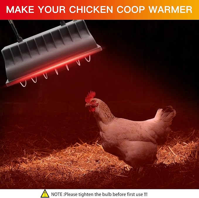 Chicken Coop Heater Lamp 250W Winter Hanging Heat Lamp for Chickens Incubators Temperature Adjustable Chicken Brooder Heating Heaters for Dog Kennel Poultry House
