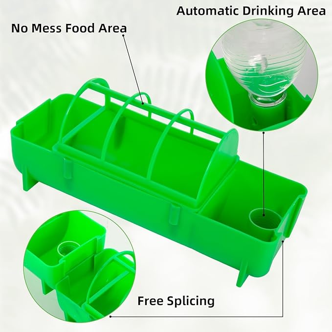 4 Pack 2-in-1 Chicken Feeder and Waterer Kit, Spliceable No Waste Quail Feeder Automatic Waterer, Chick Coop Accessories for Chicken, Ducks, Quail and Pigeons